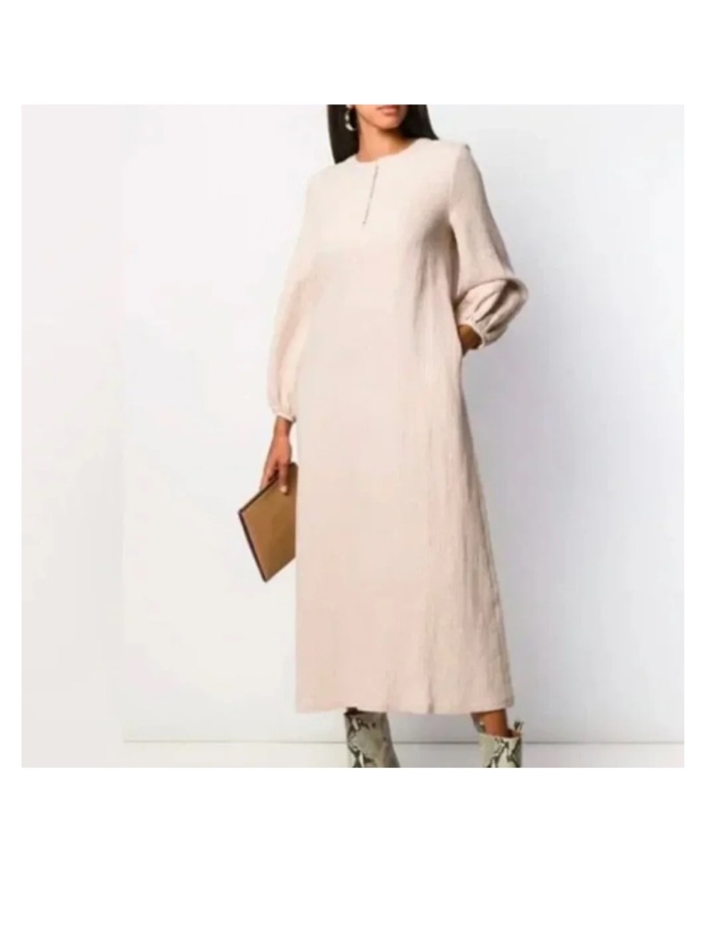 Mara Hoffman JUNE BLUSH  Long-Sleeve Midi Dress with Tie Waist size S no tag‼️ - Picture 3 of 6